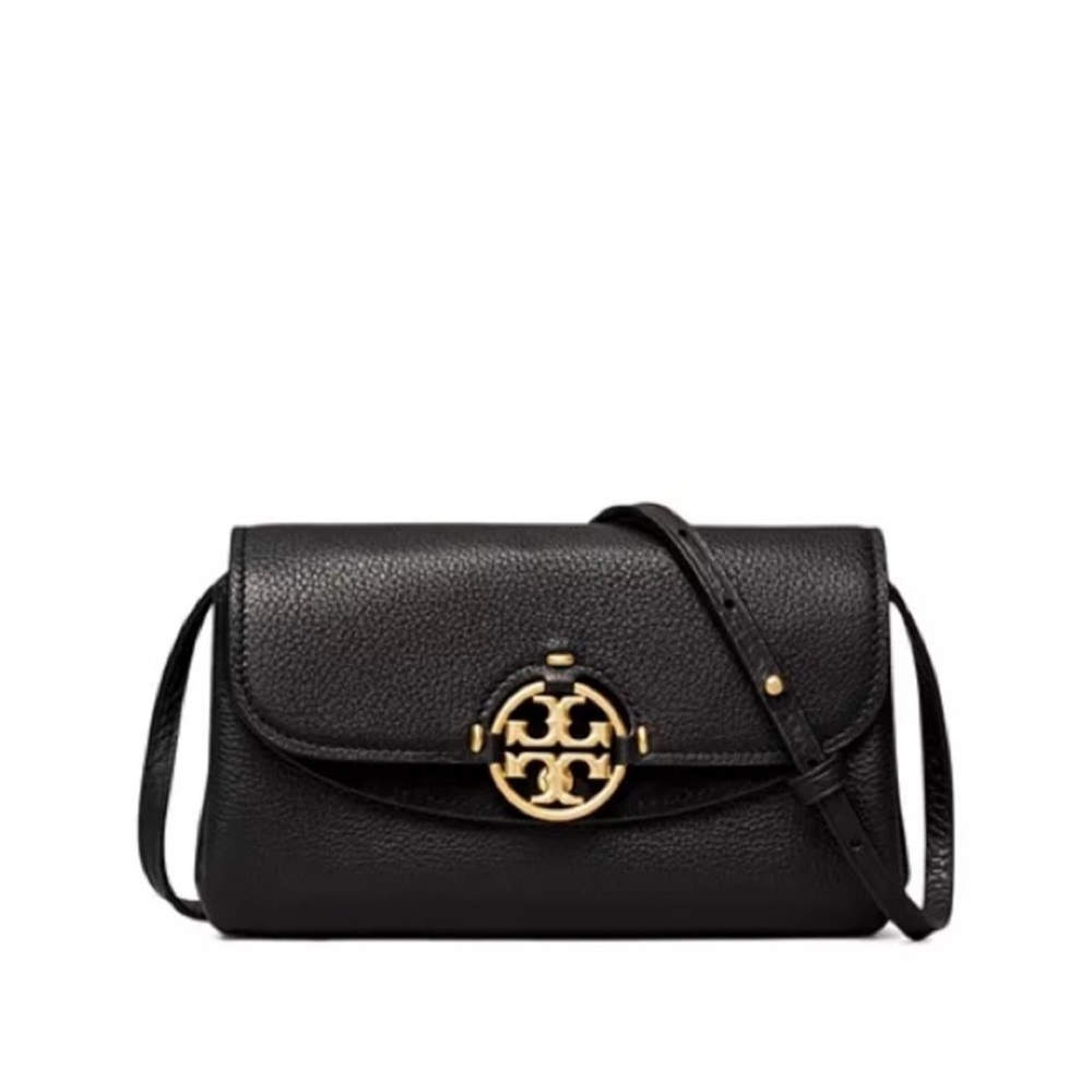 Tory Burch Black Miller Wallet Leather Suede Crossbody Bag